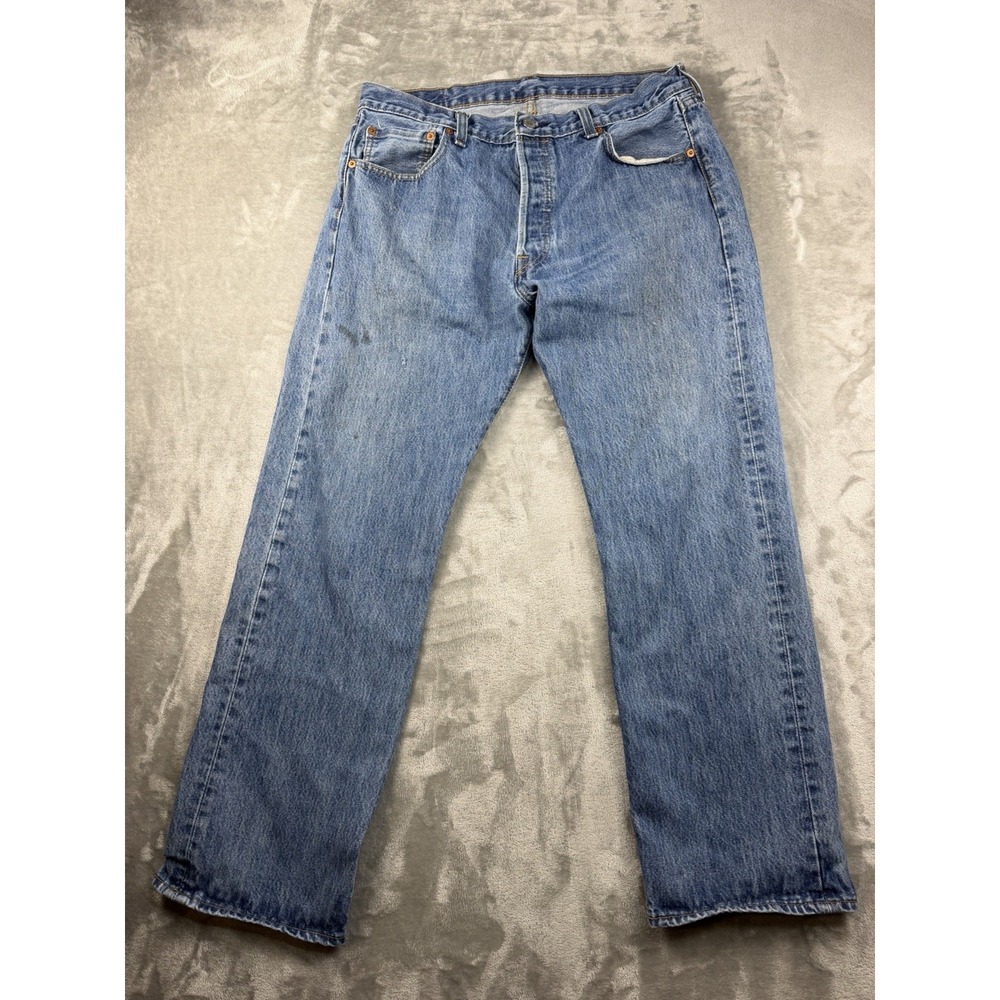 Levis 501 Jeans Mens 36x30 Blue Straight Leg Button Fly Original Denim Work